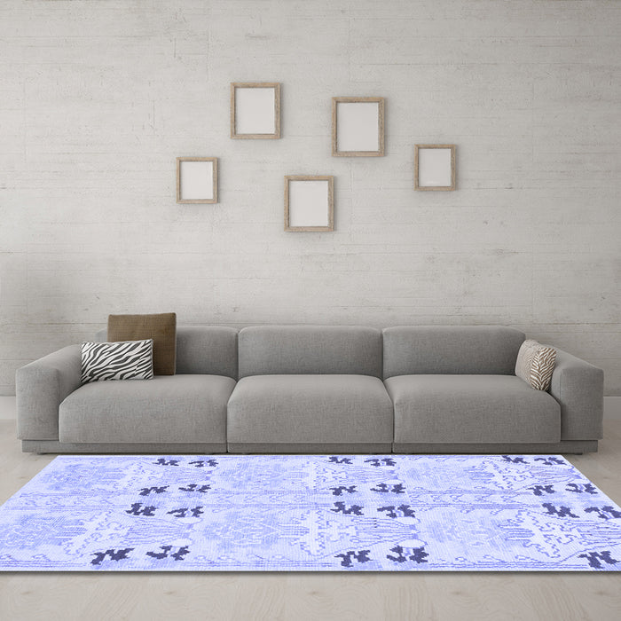 Machine Washable Abstract Blue Modern Rug in a Living Room, wshabs972blu