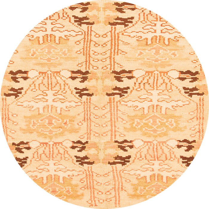 Round Machine Washable Abstract Orange Modern Area Rugs, wshabs972org