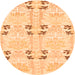 Round Machine Washable Abstract Orange Modern Area Rugs, wshabs972org