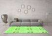 Machine Washable Abstract Green Modern Area Rugs in a Living Room,, wshabs972grn