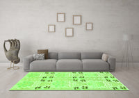 Machine Washable Abstract Green Modern Rug, wshabs972grn