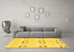 Machine Washable Abstract Yellow Modern Rug in a Living Room, wshabs972yw