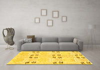 Machine Washable Abstract Yellow Modern Rug, wshabs972yw