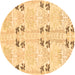 Round Machine Washable Abstract Brown Modern Rug, wshabs972brn