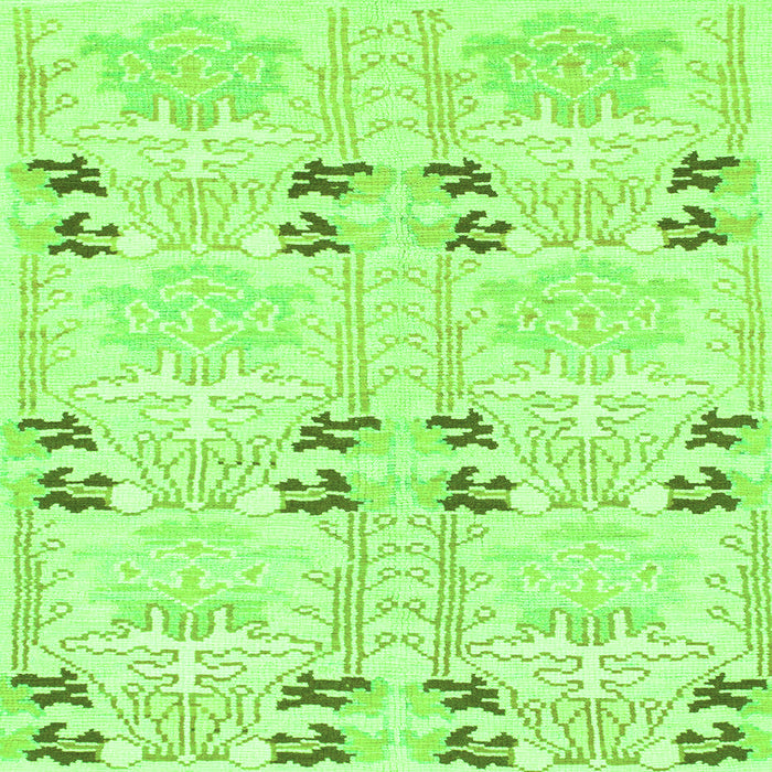 Square Abstract Green Modern Rug, abs972grn