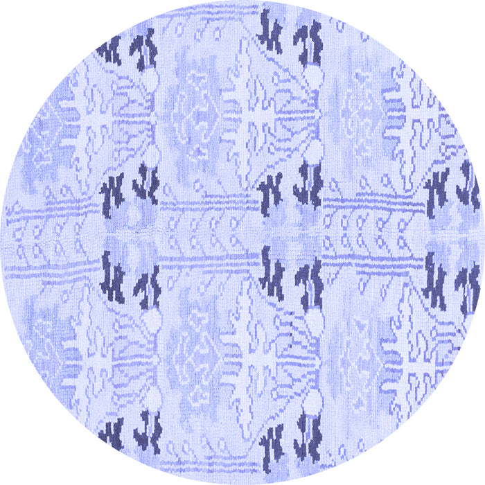 Round Abstract Blue Modern Rug, abs972blu