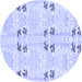 Round Abstract Blue Modern Rug, abs972blu