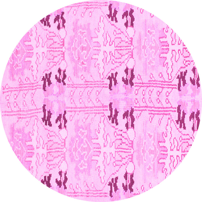 Round Machine Washable Abstract Pink Modern Rug, wshabs972pnk