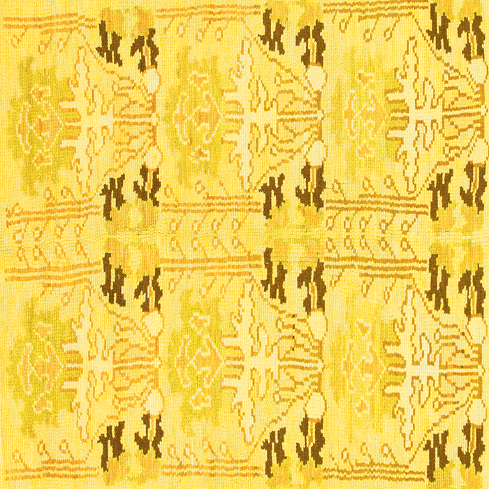 Square Machine Washable Abstract Yellow Modern Rug, wshabs972yw