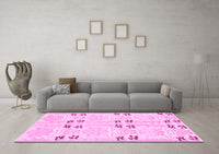 Machine Washable Abstract Pink Modern Rug, wshabs972pnk