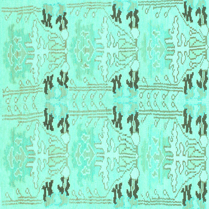 Square Abstract Turquoise Modern Rug, abs972turq