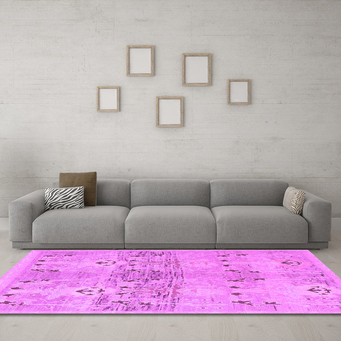 Machine Washable Abstract Purple Modern Area Rugs in a Living Room, wshabs973pur