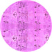 Round Machine Washable Abstract Purple Modern Area Rugs, wshabs973pur