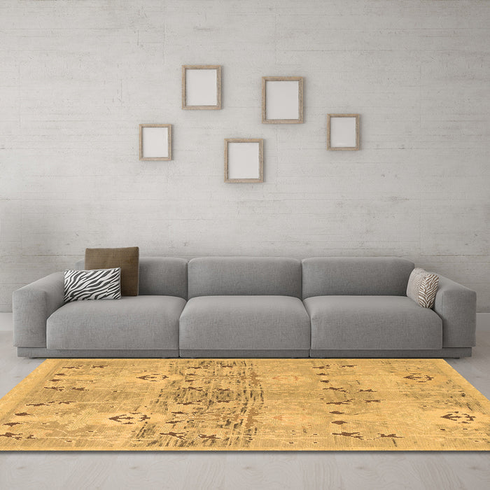Machine Washable Abstract Brown Modern Rug in a Living Room,, wshabs973brn