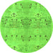 Round Machine Washable Abstract Green Modern Area Rugs, wshabs973grn