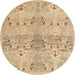 Round Abstract Yellow Modern Rug, abs973