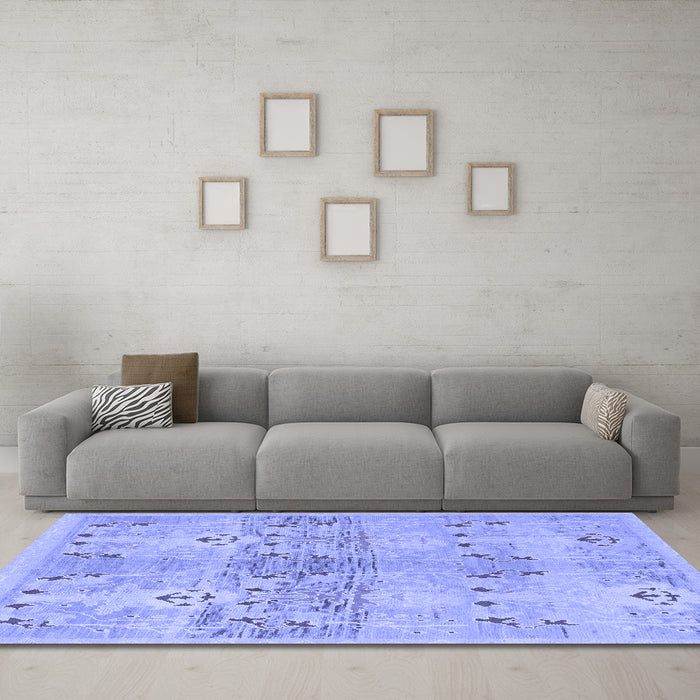Machine Washable Abstract Blue Modern Rug in a Living Room, wshabs973blu
