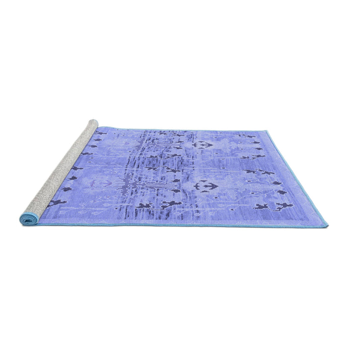Sideview of Machine Washable Abstract Blue Modern Rug, wshabs973blu