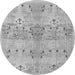 Round Abstract Gray Modern Rug, abs973gry