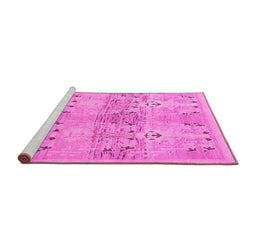 Sideview of Machine Washable Abstract Pink Modern Rug, wshabs973pnk
