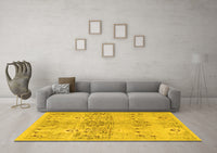 Machine Washable Abstract Yellow Modern Rug, wshabs973yw