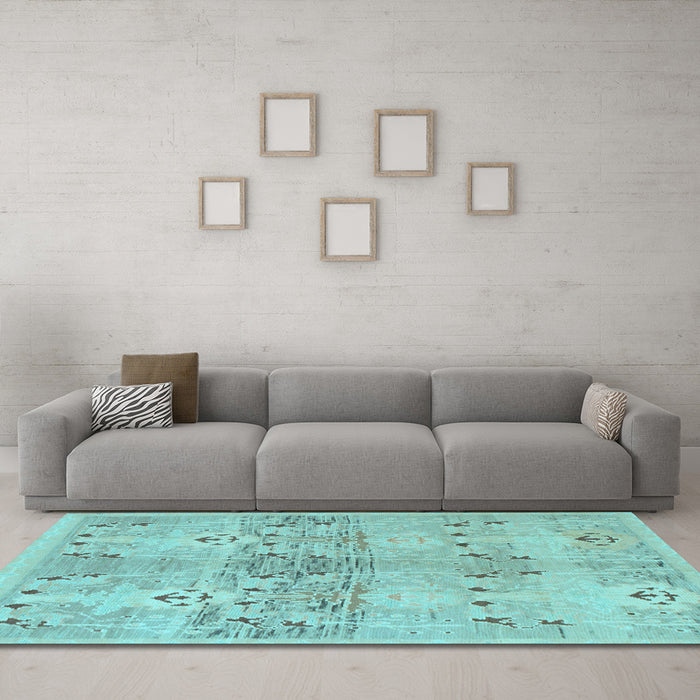 Machine Washable Abstract Light Blue Modern Rug in a Living Room, wshabs973lblu