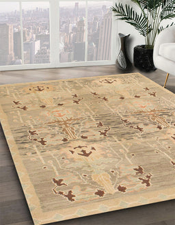 Machine Washable Abstract Yellow Rug in a Family Room, wshabs973