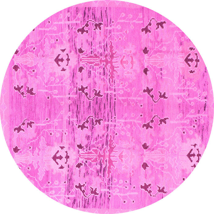 Round Machine Washable Abstract Pink Modern Rug, wshabs973pnk
