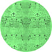 Round Abstract Emerald Green Modern Rug, abs973emgrn