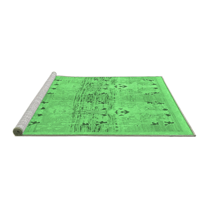 Sideview of Machine Washable Abstract Emerald Green Modern Area Rugs, wshabs973emgrn