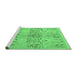 Sideview of Machine Washable Abstract Emerald Green Modern Area Rugs, wshabs973emgrn