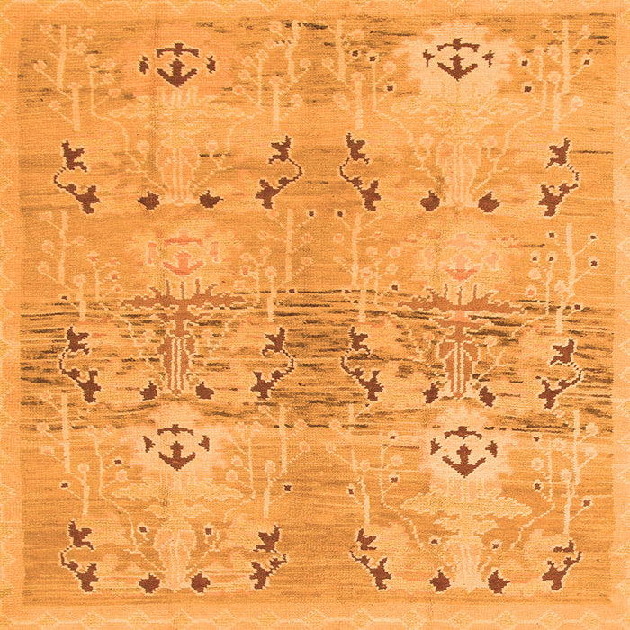 Square Machine Washable Abstract Orange Modern Area Rugs, wshabs973org