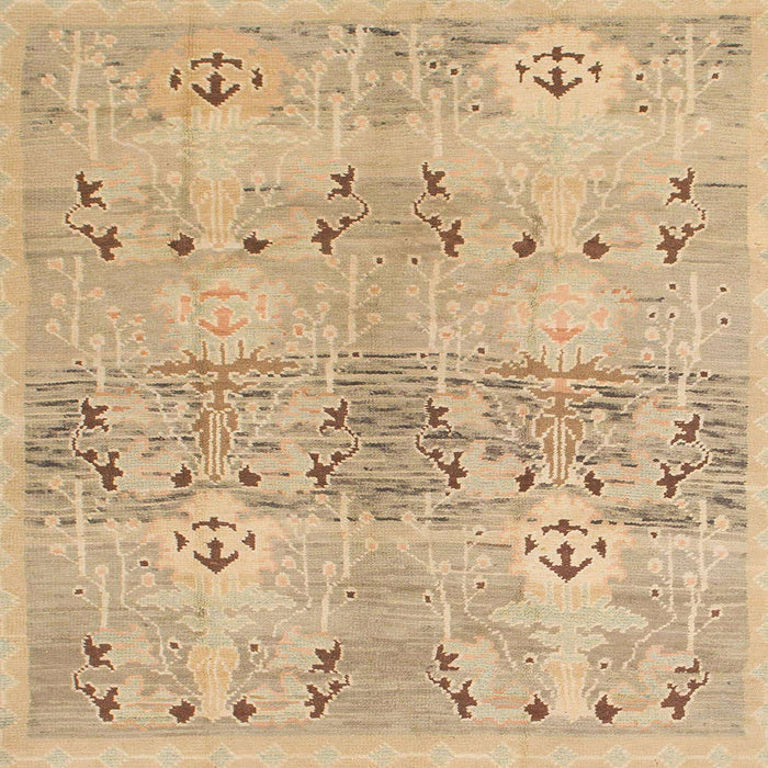 Square Machine Washable Abstract Yellow Rug, wshabs973