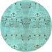 Round Machine Washable Abstract Light Blue Modern Rug, wshabs973lblu