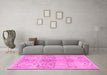 Machine Washable Abstract Pink Modern Rug in a Living Room, wshabs973pnk