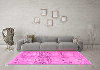 Machine Washable Abstract Pink Modern Rug, wshabs973pnk