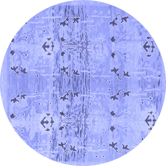 Round Machine Washable Abstract Blue Modern Rug, wshabs973blu
