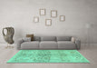 Machine Washable Abstract Turquoise Modern Area Rugs in a Living Room,, wshabs973turq