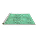 Sideview of Machine Washable Abstract Turquoise Modern Area Rugs, wshabs973turq