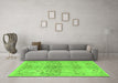 Machine Washable Abstract Green Modern Area Rugs in a Living Room,, wshabs973grn