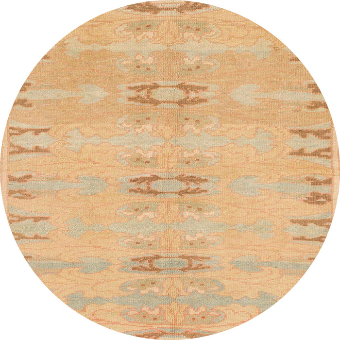 Round Machine Washable Abstract Orange Rug, wshabs974