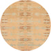 Round Machine Washable Abstract Orange Rug, wshabs974