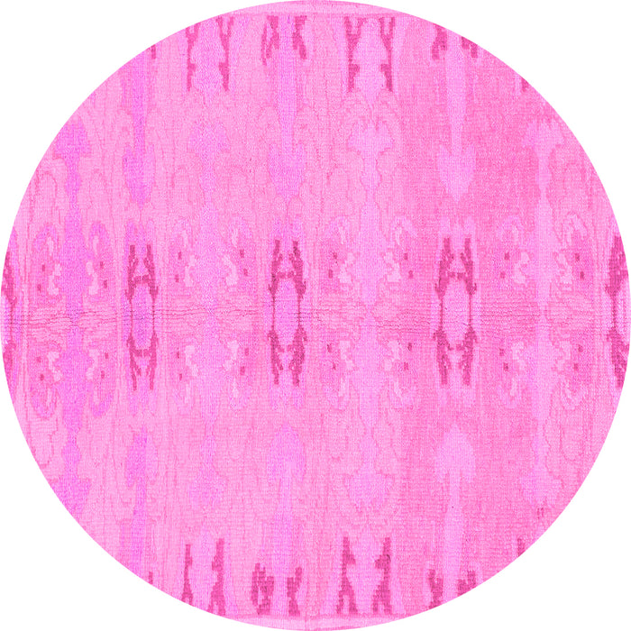Round Machine Washable Abstract Pink Modern Rug, wshabs974pnk