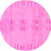 Round Machine Washable Abstract Pink Modern Rug, wshabs974pnk