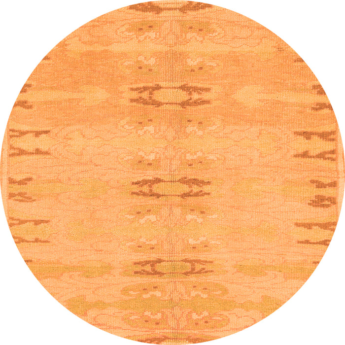 Round Machine Washable Abstract Orange Modern Area Rugs, wshabs974org