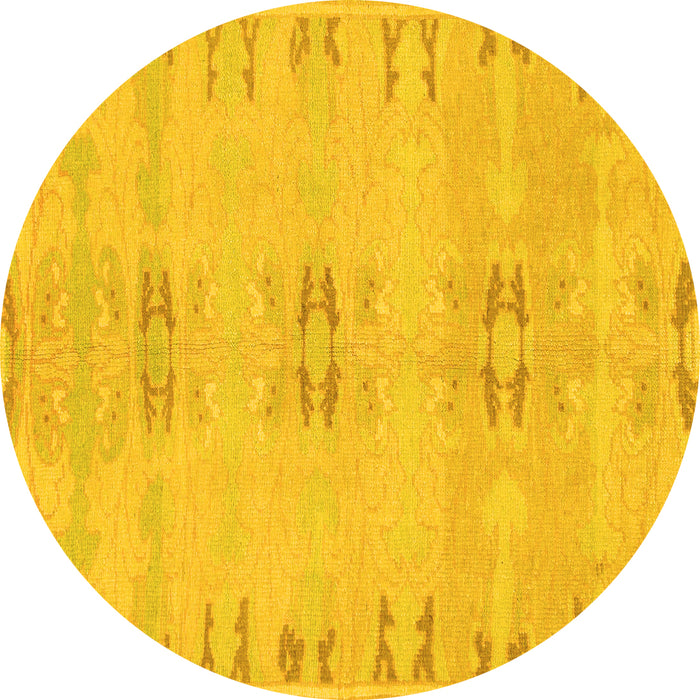 Round Abstract Yellow Modern Rug, abs974yw
