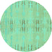 Round Abstract Turquoise Modern Rug, abs974turq