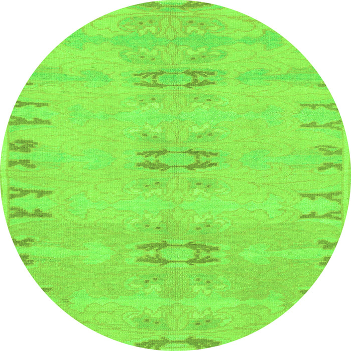 Round Abstract Green Modern Rug, abs974grn