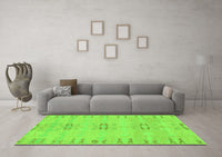 Machine Washable Abstract Green Modern Rug, wshabs974grn