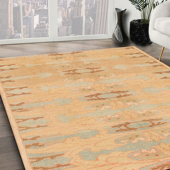 Abstract Orange Modern Rug in Family Room, abs974